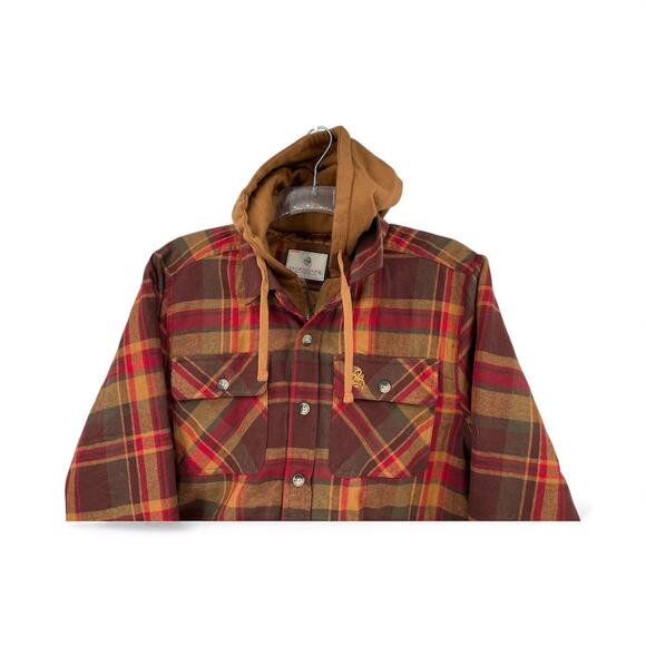 Legendary Whitetails Maplewood Hooded Flannel Shirt Jacket Mens Lg Plaid shacket - Picture 3 of 8